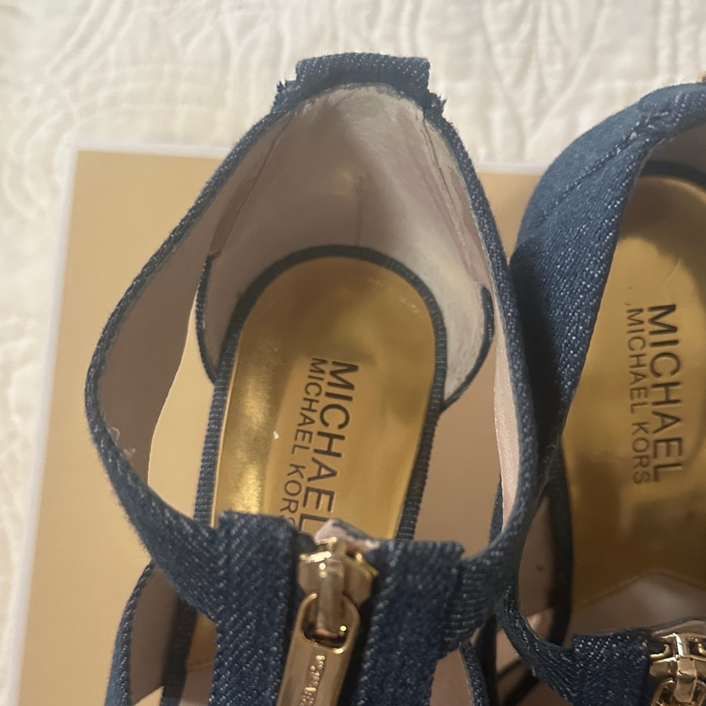 Michael Kors Blue Jean Wedge Sandals - Picture 11 of 16